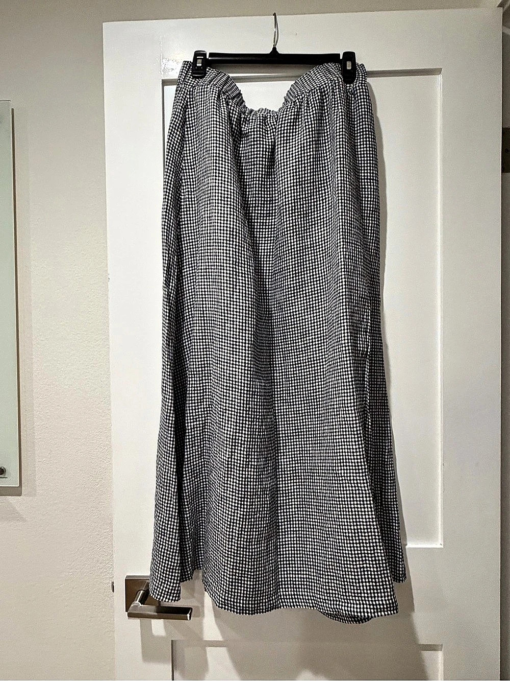 Quince Gingham Maxi Skirt in Black & White Size Large